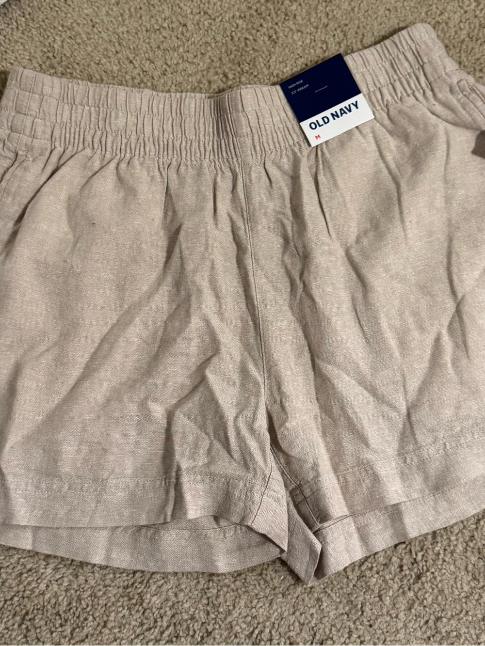 Old Navy Women's Light Beige High-Waist Elastic Shorts